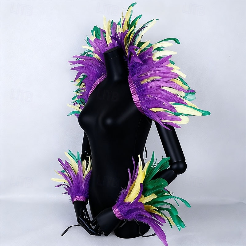 Carnaval 2026, accesorios de samba para carnaval de Río, conjunto de disfraz de fiesta con plumas moradas, verdes y amarillas, disfraz de actuación para festival de Brasil 2026 - $36.99 –P4