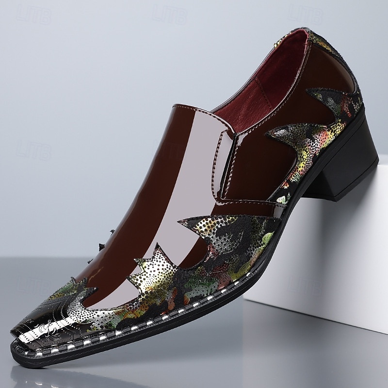 scarpe da sposa artistiche in similpelle da uomo – stampa coccodrillo nera e multicolore con dettagli unici, scarpe audaci e creative per matrimoni ed eventi speciali del 2026 a $79.99 –P2