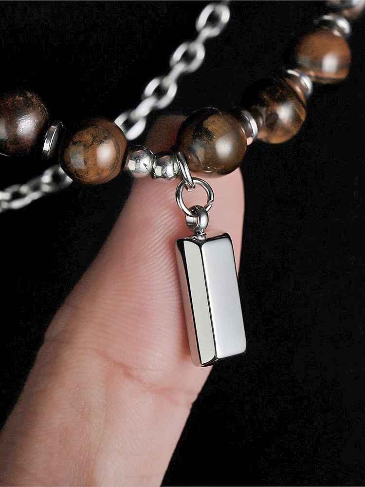 Мужское ожерелье из сплава и бусин тигрового глаза, двухслойная цепочка с подвеской, повседневный стиль бохо, прочное и стильное, идеально подходит для отдыха, курортной одежды и повседневной носки. 2026 - $11.99 –P4