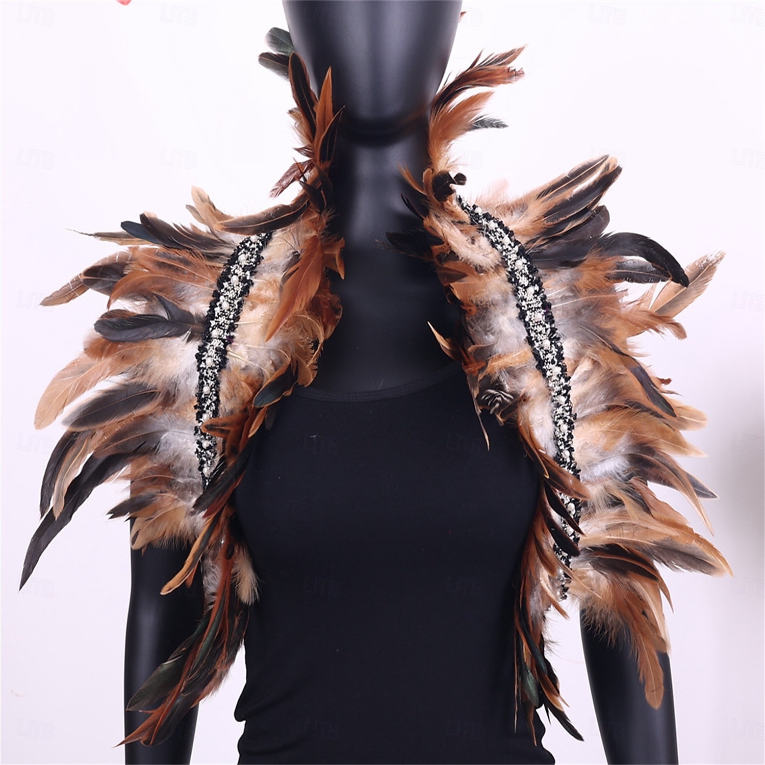 Carnaval 2026 Accessoires de Carnaval de Rio Samba Épaulières Femme Plumes Rouges avec Bord en Strass Costume de Performance Festival Brésilien de 2026 ? $17.99 –P14