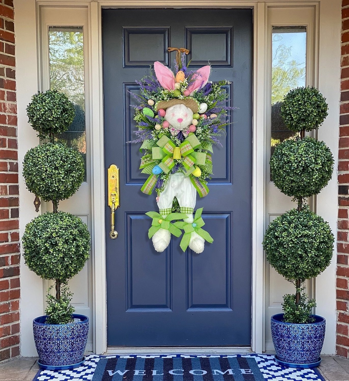 2 Pack Large Easter Bunny Swag Wreath for Front Door, 24" Artificial Spring Bunny Hanger with Lavender Eggs & Green Bows, Whimsical Farmhouse Easter Wall Porch Decor, Cute Outdoor Holiday Decoration 2026 - $58.99 –P3