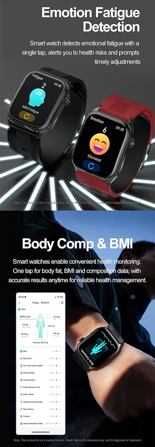 iMosi S101 Reloj inteligente 2.06 pulgada Smartwatch Reloj elegante Bluetooth Podómetro Recordatorio de Llamadas Seguimiento de Actividad Compatible con Android iOS Hombre Llamadas con Manos Libres 2026 - $168.99 –P3