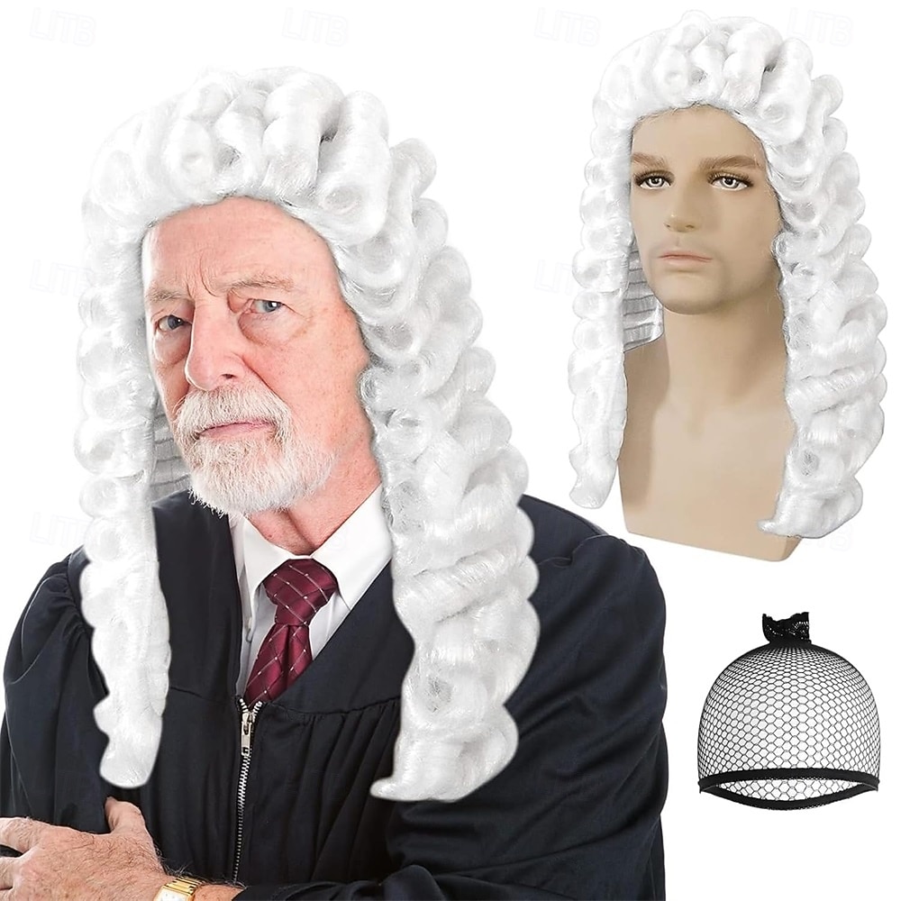 Vit Domare Peruk Män Barristers Cosplay Grundare Kostym Koloniala Peruker för Män 2026 - $33.99 –P1
