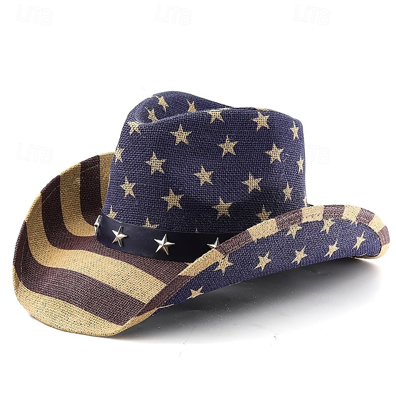 250. rocznica USA Retro / vintage Dziki Zachód Kowbojski kapelusz kowbojka Kowboj West Cowboy Strój na bal maskowy Dla obu płci Bal maskowy 4 lipca Impreza Dzień Niepodległości Dla dorosłych Kapelusz 2026 - $26.99 –P1
