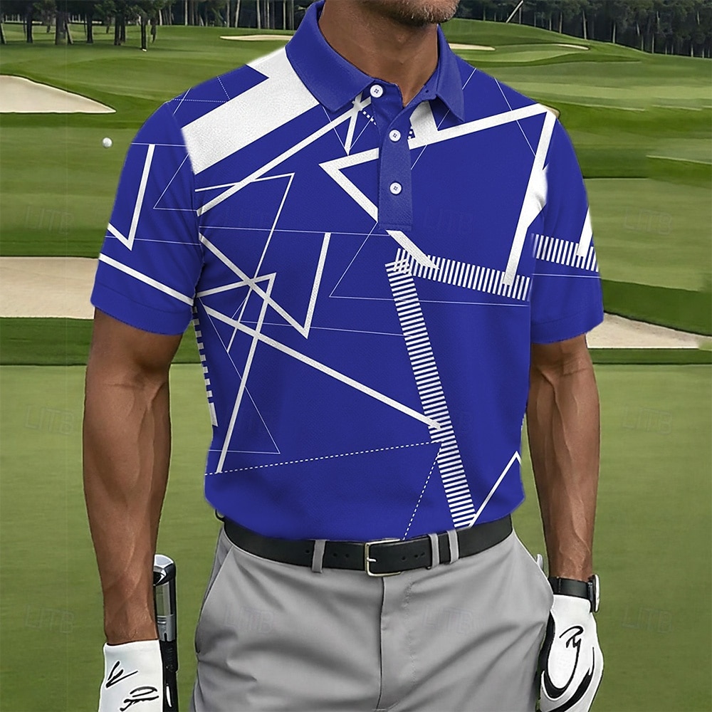 Men's Geometic Golf Sports Polo Shirts Short Sleeve Polo Shirts Collared Shirts Casual Athleisure Buttons Spring & Summer Blue Red Purple 2026 - $21.99 –P1