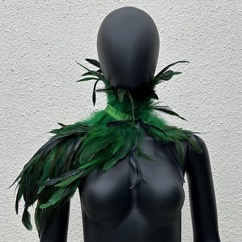 Accessori Samba Carnevale 2026 Rio Carnevale Mantello Stola Piume Bianche Donna con Collo Alto Costume per Festival in Brasile del 2026 a $18.99 –P12