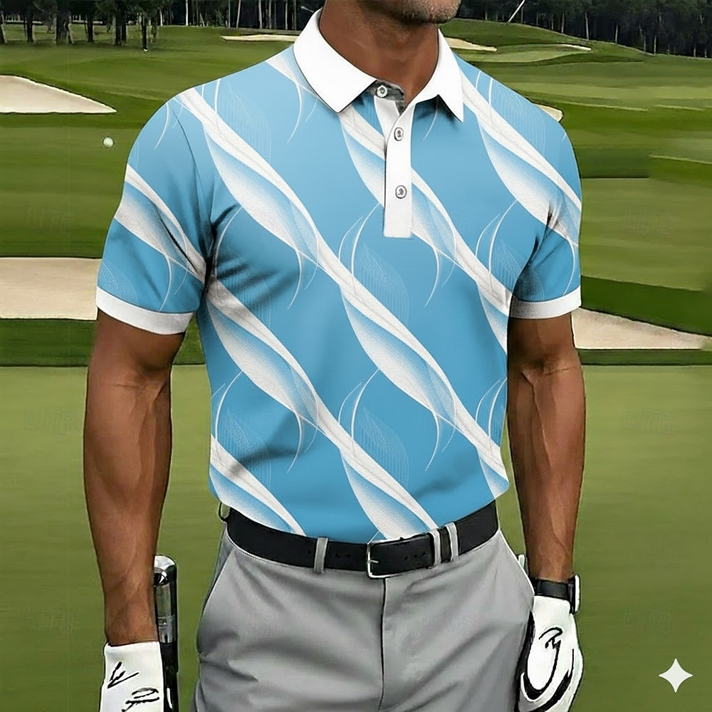 Hombre Geométrico Golf Camisetas polo deportivas Manga Corta Camisas de polo Camisas con cuello Casual Ropa Deportiva Botones Verano Azul Piscina Rosa Morado 2026 - $21.99 –P1