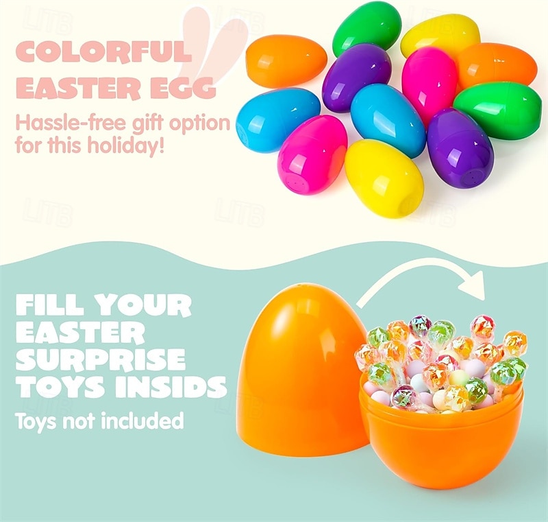 18/30 Pcs Large Plastic Easter Eggs, 4.8 Inch Colorful Jumbo Fillable Eggs for Easter Egg Hunt, Easter Basket Stuffers, Basket Fillers, Party Favors, Classroom Prizes, Treat Candy Containers 2026 - $23.99 –P2