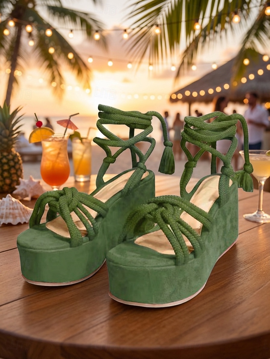 sandales à plateforme à lacets en corde orange pour femmes – talons compensés bohèmes pour la plage d'été et les festivals de 2026 ? $26.99 –P1