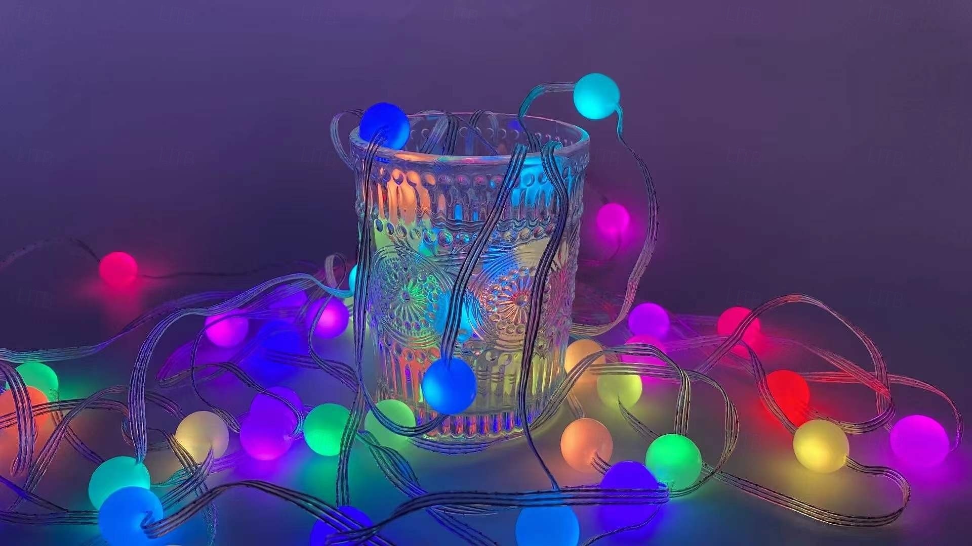 Μίνι φωτιστικά RGB με μπάλα, αδιάβροχα IP65, έλεγχος με εφαρμογή bluetooth, τροφοδοσία μέσω USB, τηλεχειριστήριο 24 πλήκτρων με χρονοδιακόπτη, εσωτερικός/εξωτερικός κήπος, βεράντα, γάμος, πάρτι, 2026 - $14.49 –P7