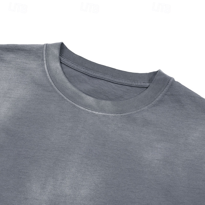 Men's T Shirt 100% Cotton Acid Wash Shirt Tee Top Short Sleeves Crew Neck Summer Spring Plain Fashion Designer Basic Garment Dyed Plain Vacation Street Going out Blue Black Pink Top Tee for Men 2026 - $32.99 –P10