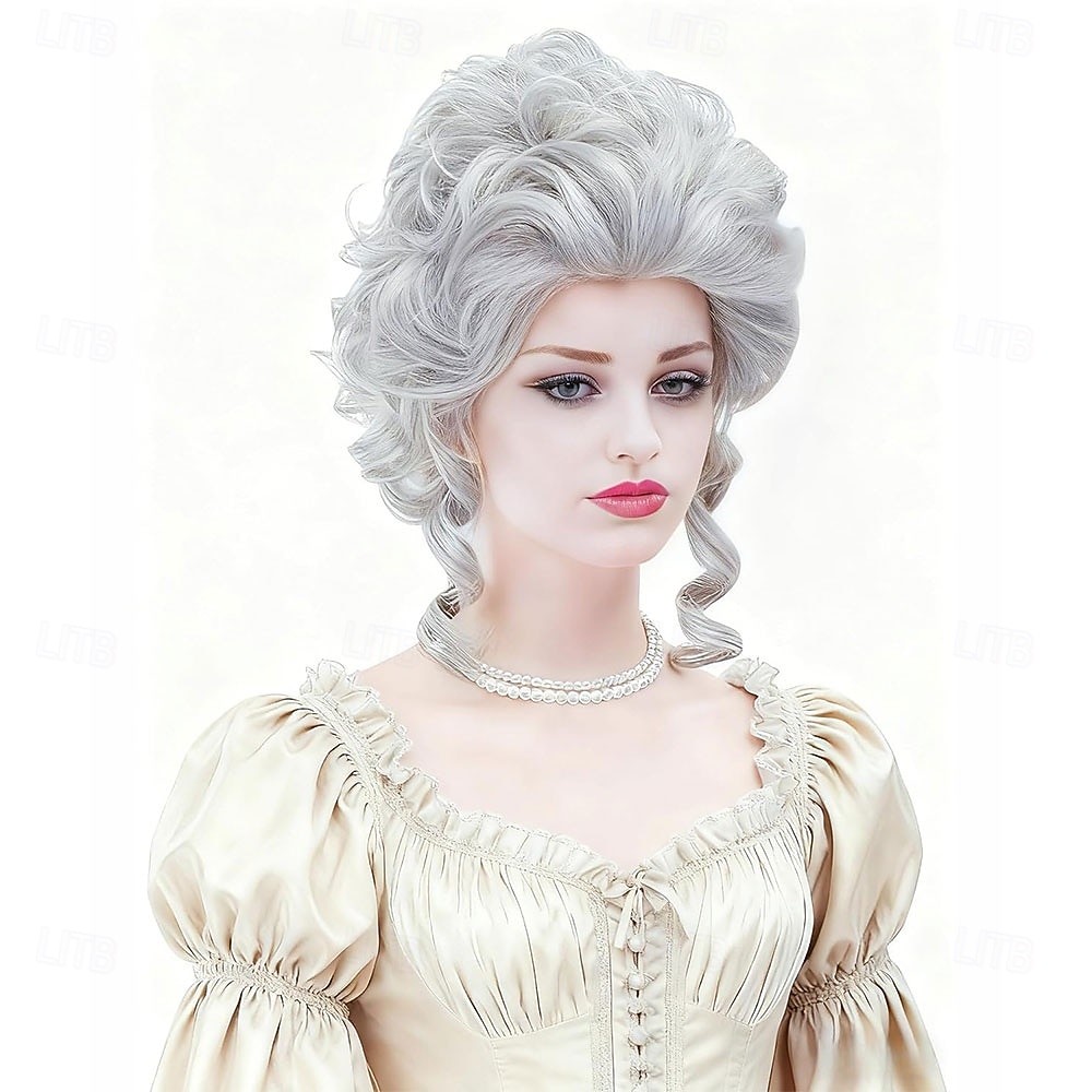 Винтажный короткий белый серебристый кудрявый парик-«улей» для женщин, подходящий для вечеринки на Хэллоуин или костюмированной вечеринки, косплея. 2026 - $19.99 –P3