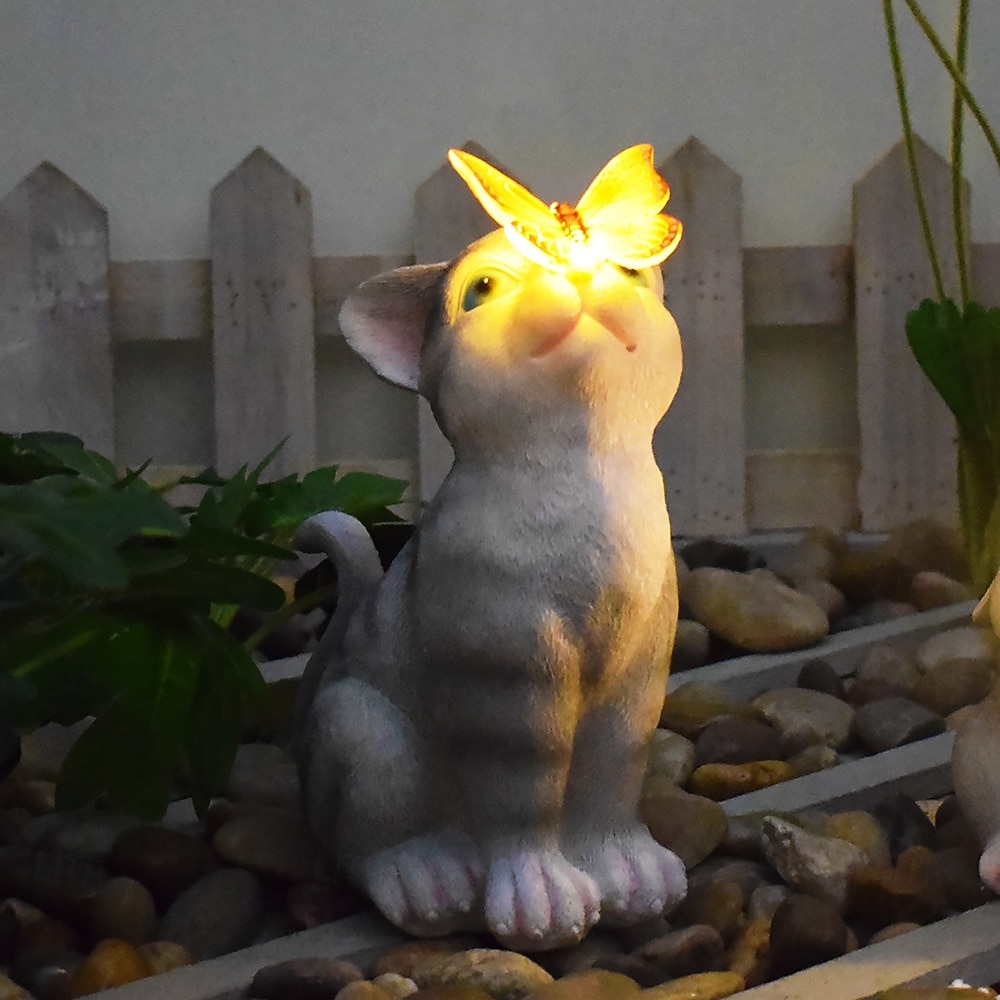 Outdoor Solar Cat & Bunny Decorative Lights, Waterproof Resin Figurine Lamps, Garden, Yard, Pathway Lighting, Easter Holiday Decor, Landscape Accent Lights for Lawn, Outdoor Decoration 2026 - $28.99 –P2