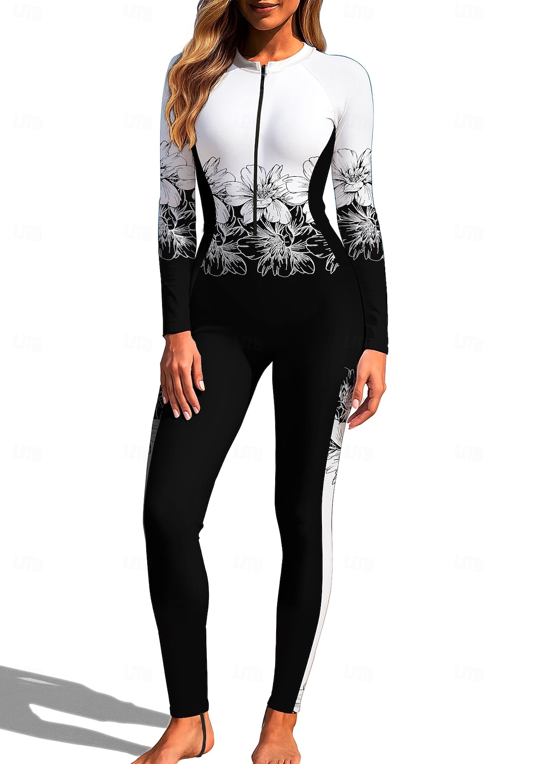 2026年 女性用 レギュラー ラッシュガード フルボディラッシュガード ワンピースサーフィンスーツ 花 トロピカル風 カラーブロッキング ジッパーを閉める 内蔵ブラ付き フロントファスナー UVサンプロテクション フルカップ UPF50+ 長袖 フルボディー スイムウェア ボディスーツ サーフィン カヌー ビーチ 夏  コレクション – $49.99 –P6