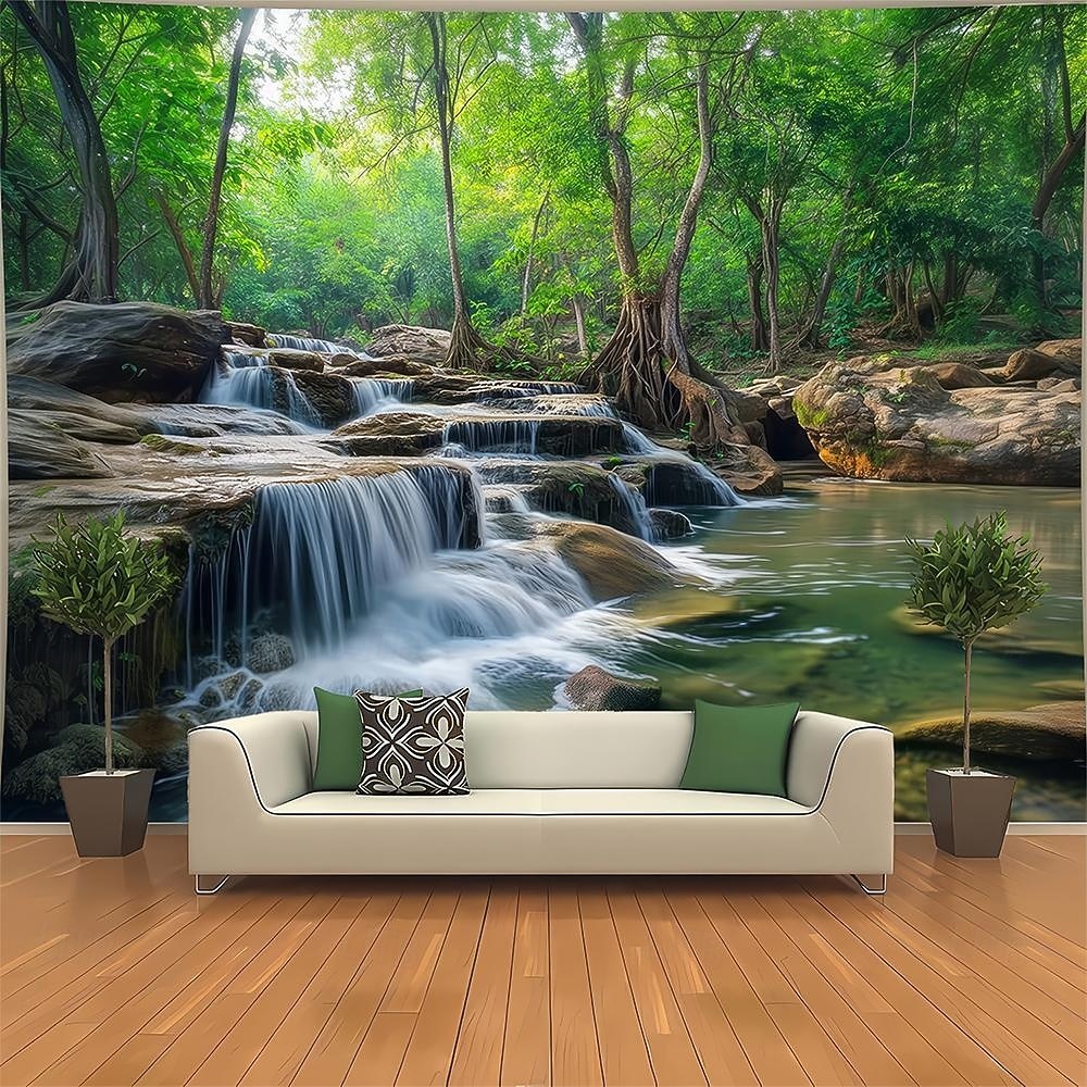טבע נוף מפל מערה שטיח קיר טרופי יער מערה נוף אמנות לסלון חדר שינה עיצוב הבית 2026 - $19.99 –P1