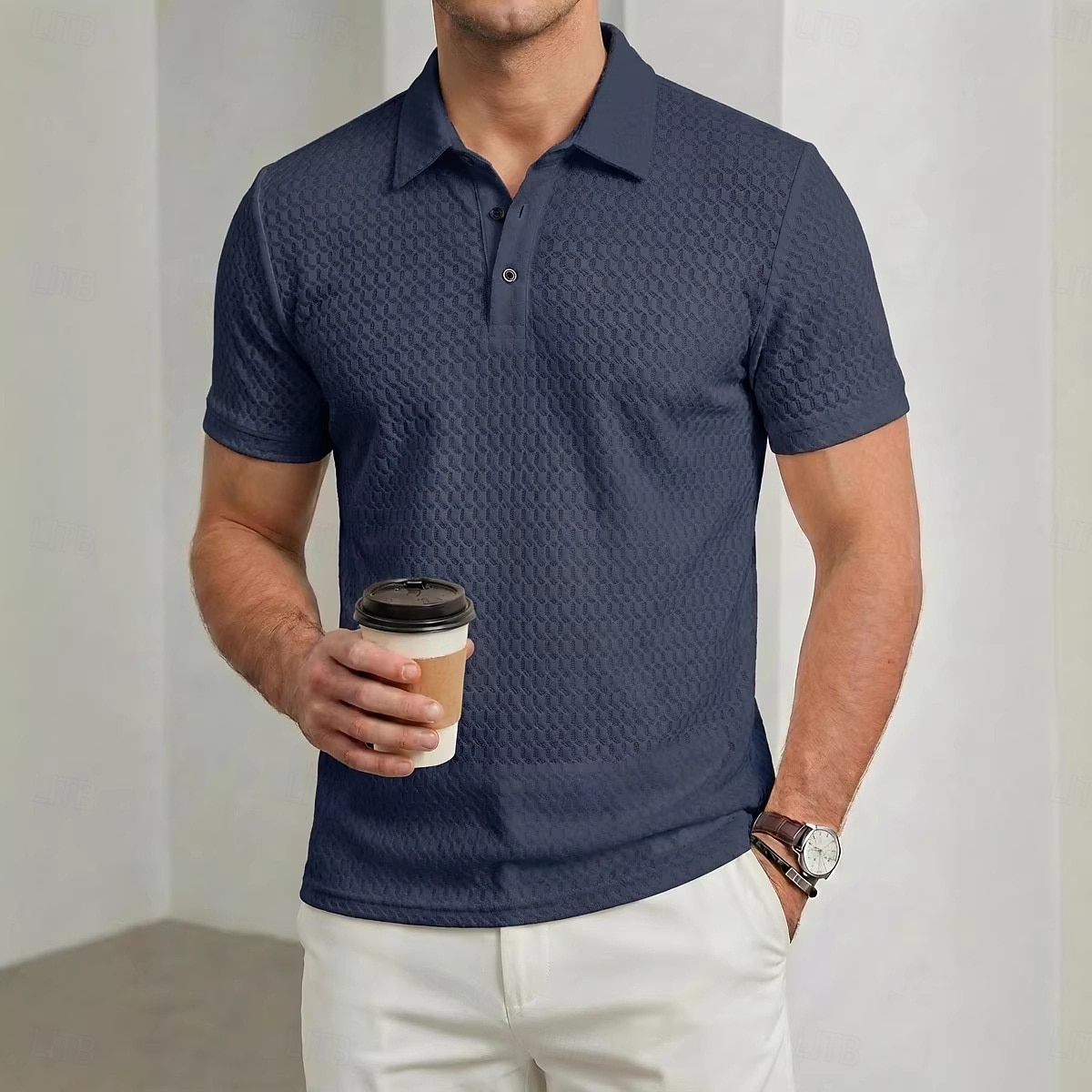 Per uomo Polo a maglia intrecciata Polo da Golf Casuale Affari Bavero Colletto Polo a Coste Manica Corta Essenziale Moderno Blocco di colori Testurizzato Jacquard Bottoni Primavera Primavera & Estate del 2026 a $20.99 –P1