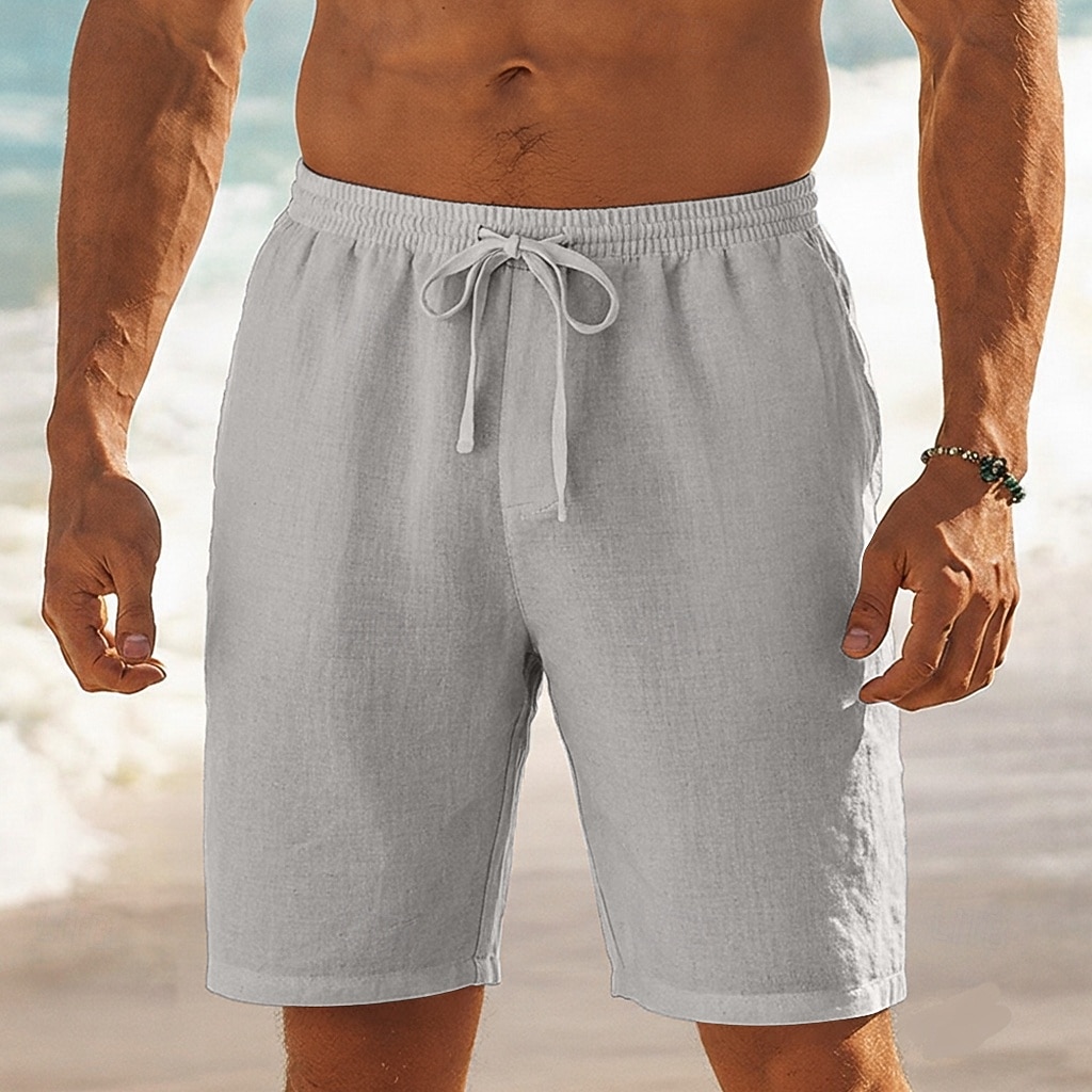 Men's Shorts Summer Shorts Beach Shorts Baggy Shorts Drawstring Elastic Waist Straight Leg Plain Comfort Breathable Short Casual Daily Outdoor Classic Style Retro Vintage Black White Inelastic 2026 - $18.99 –P6