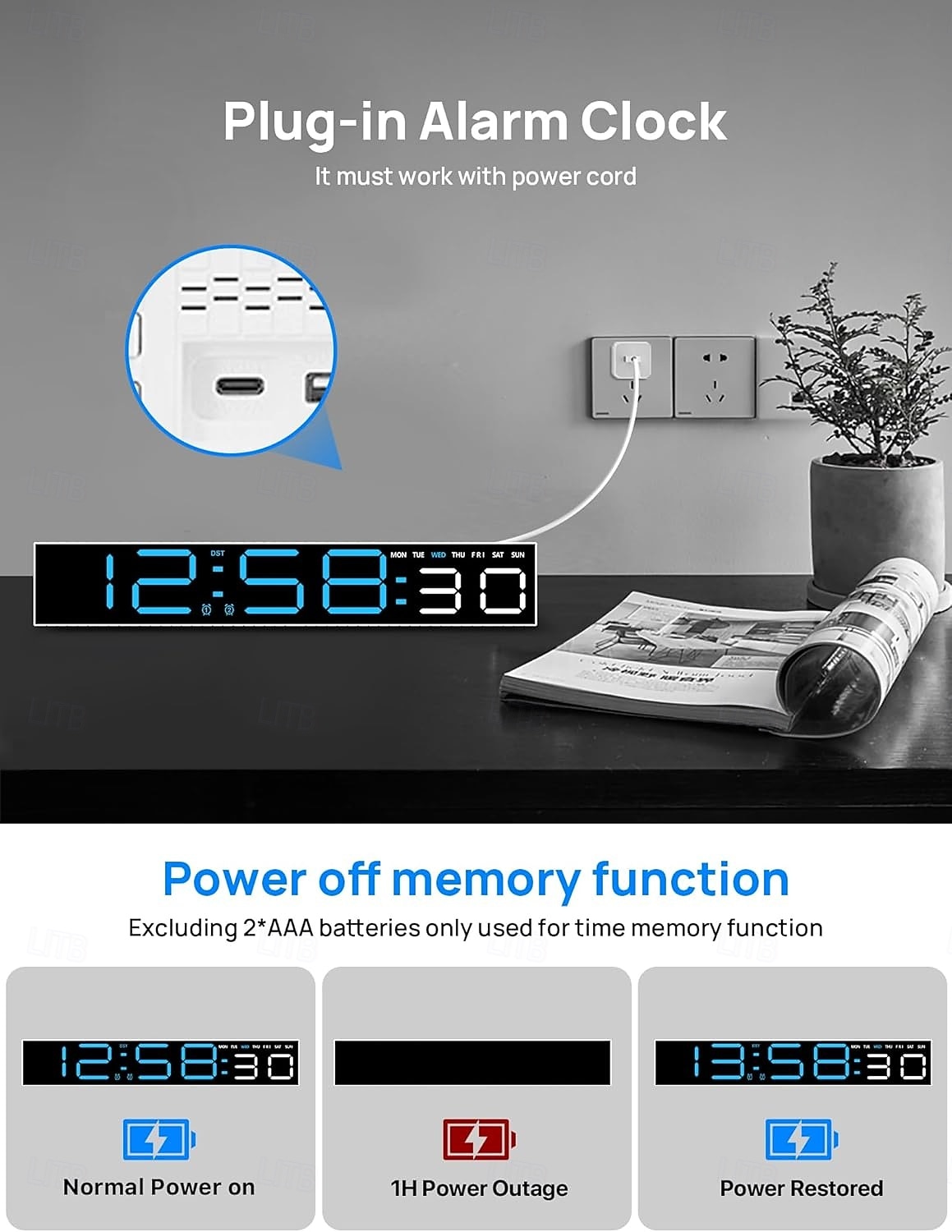 2026年 デジタル目覚まし時計、寝室用デジタル時計、10色に変化するナイトライト、DST、明るさ調節可能、ベッドサイド用ダイナミック音楽同期、ゲーミングPC &テレビのバックライトストリップの装飾  コレクション – $28.99 –P3