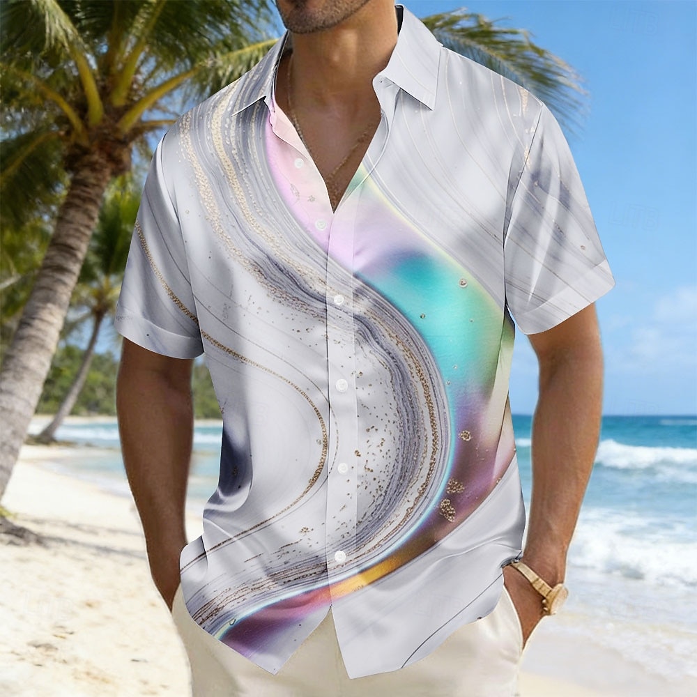 Per uomo Geometrico Marmo Arte liquida astratta Camicia Camicia in raso Camicia elegante Manica Corta Moda Casual Quotidiano Vacanza Estate Primavera Collo ripiegato Stampa 3D Camicie con bottoni del 2026 a $25.99 –P1