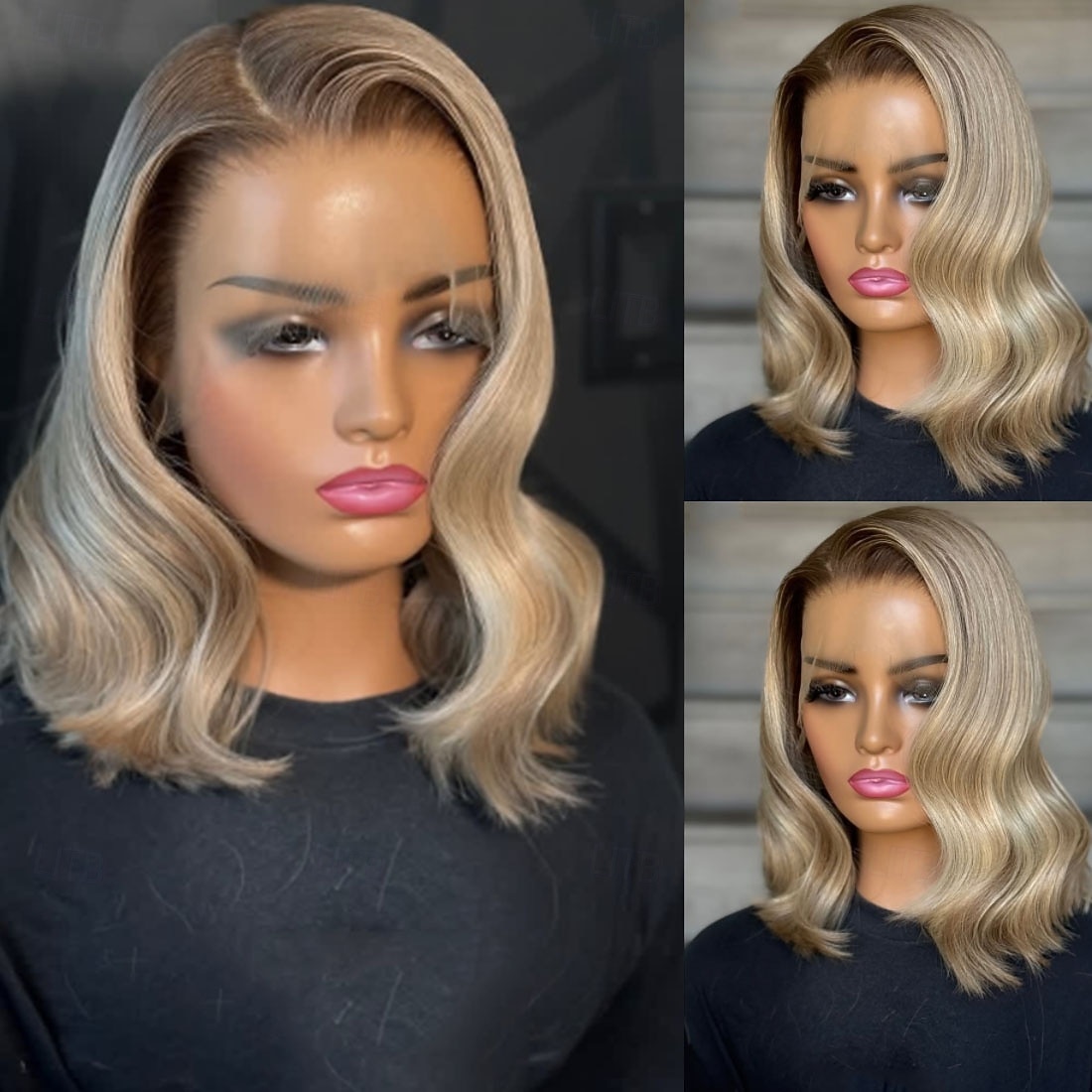 Echt haar 5x5 Sluiting 4x13 Sluiting Pruik Bobkapsel Braziliaans haar Golvend Blond Pruik 150% 180% Haardichtheid met babyhaar Ombre-haar Haar met highlights / balayage Natuurlijke haarlijn 100% Maagd 2026 - $388.09 –P1