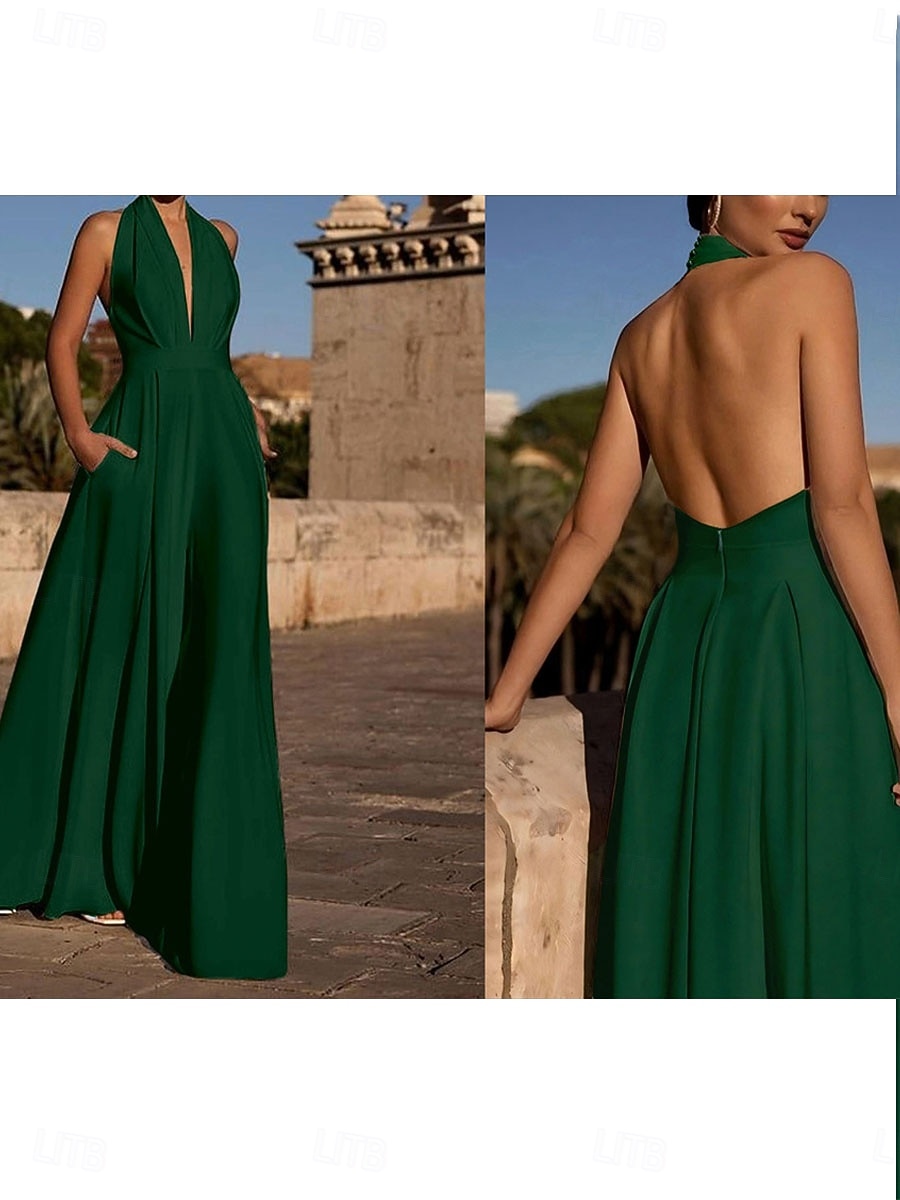 Per donna Normale Tuta Elegante Tinta unica Senza Maniche Gamba larga All'americana Patchwork Tasca Quotidiano Vacanza Vestibilità regolare Nero Bianco Verde militare Estate del 2026 a $54.99 –P3