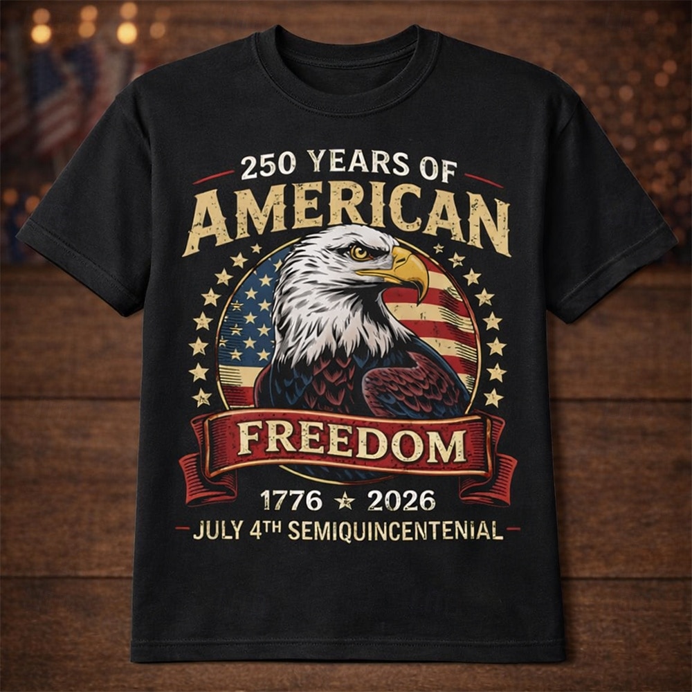 Patriotisk T-skjorte Grafisk T-skjorte Ørn Amerikansk flagg Retro / vintage Patriotisk T-skjorte 1776–2026 til Herre Voksne 3D-utskrift for Uavhengighetsdag 4. juli 2026 - $20.99 –P4