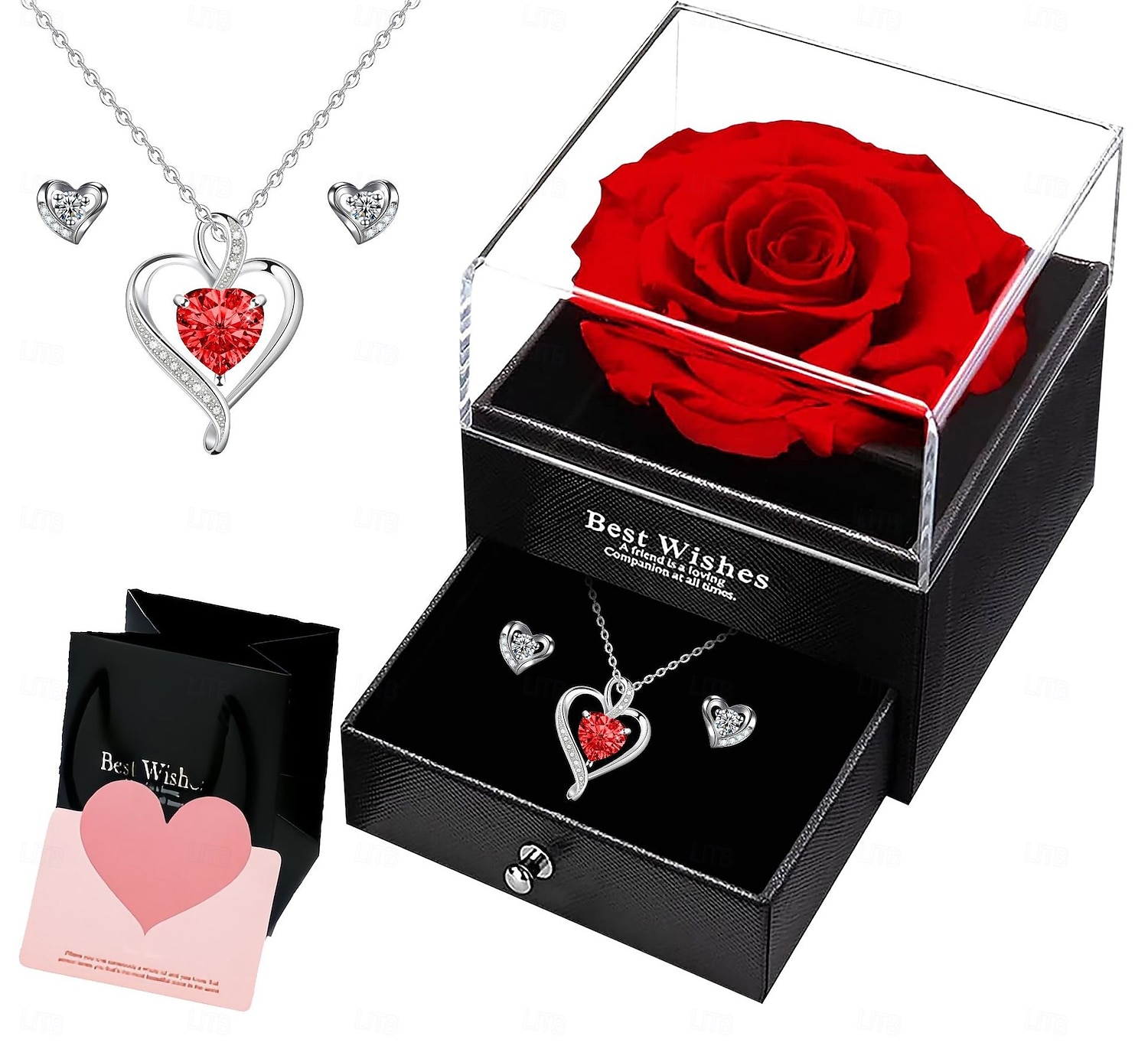 Preserved Flowers Gift for Mom from Son or Daughter, Incl 4 Rose and Heart Necklace, Ideal Gifts Birthday, Mother's Day, Valentine's Day, Christmas for Grandma for Her, Women, Wife 2026 - $19.49 –P12
