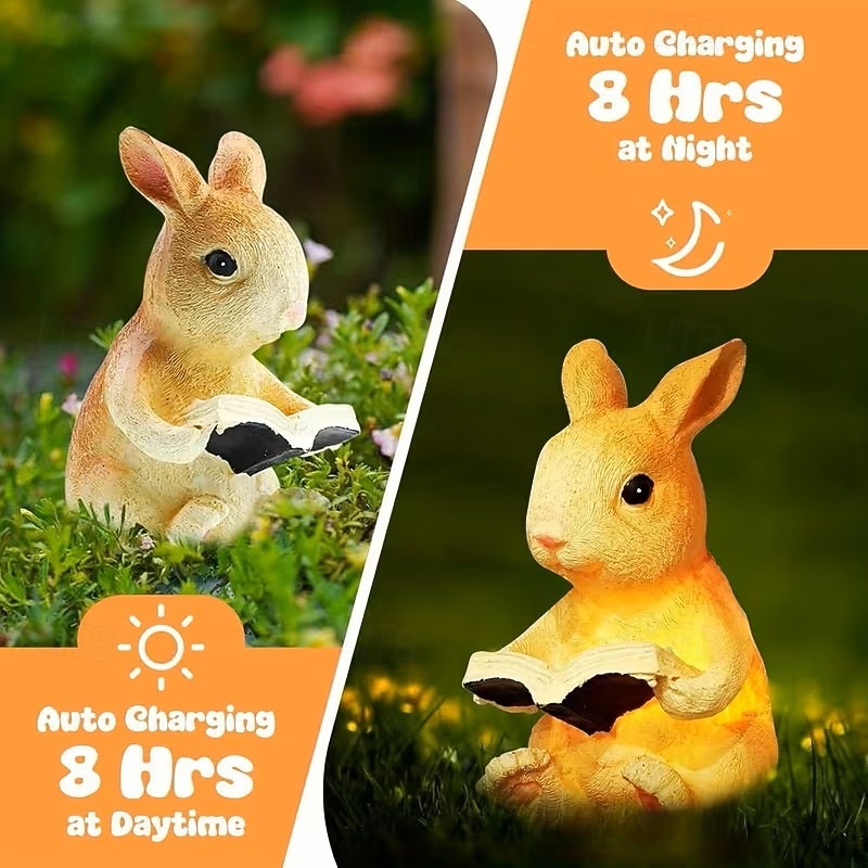 Op zonne-energie werkende hars konijn tuinlamp creatieve dierenlamp waterdichte buitenverlichting villa gazon pad paas feest decoratie 2026 - $23.99 –P3