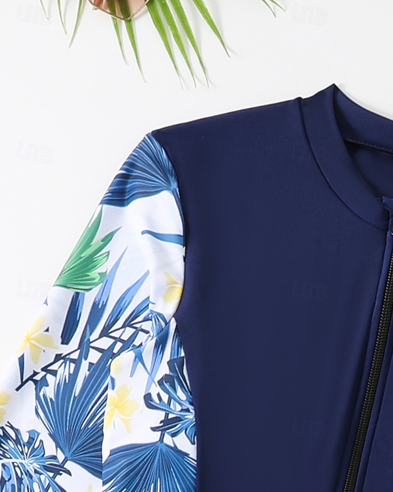 Per donna Standard Top sottomuta Tankini e bikini da surf Costumi da bagno Tropicale Con zip Protezione UV Elastico Manica Lunga Costume da Bagno Surf Immersione Nuoto Estate del 2026 a $28.99 –P16