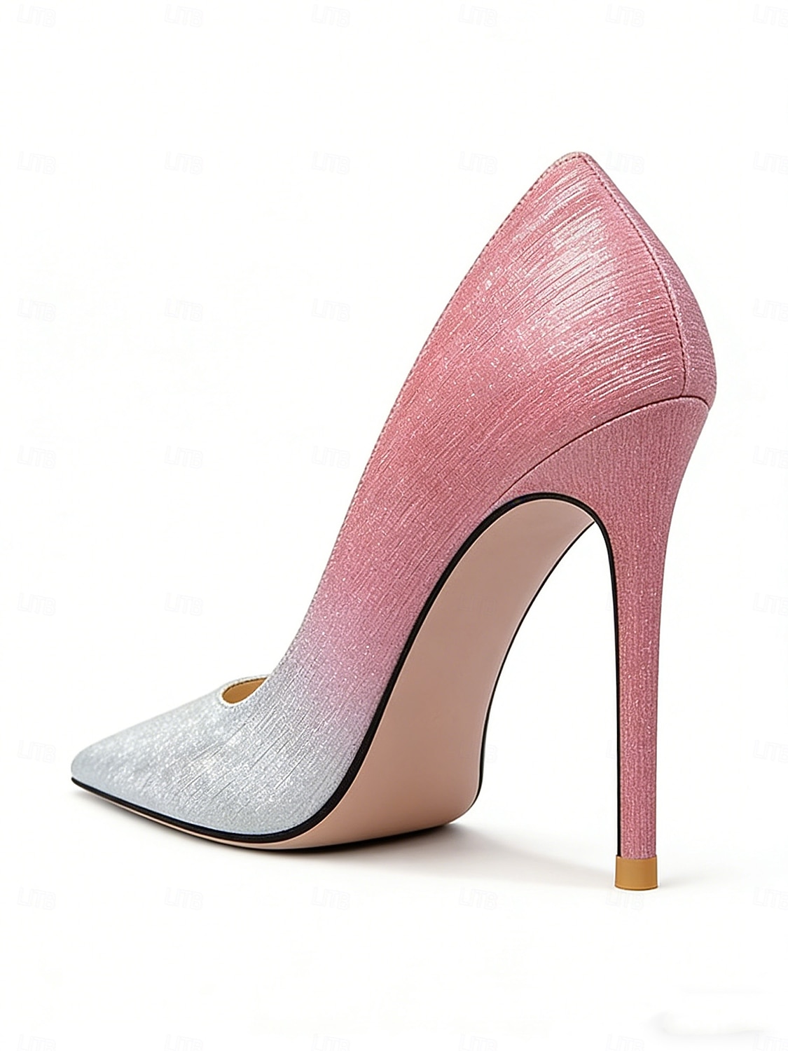 rosa de mujer &Tacones de aguja con punta puntiaguda y brillo plateado, elegantes zapatos de vestir con bloques de color para damas de honor en bodas en la ciudad. 2026 - $59.99 –P5
