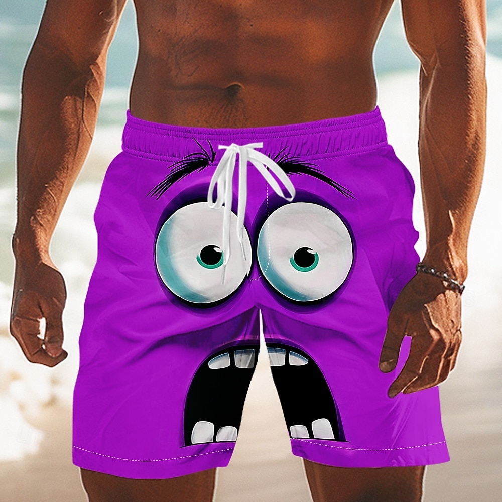 Per uomo Fantasia "Cartone 3D" Faccia Sorridente Grandi occhi Costumi da bagno Pantaloncini da mare Pantaloncini da Surf Misura del girovita medio Divertente All'aperto Vacanza Abbigliamento del 2026 a $20.99 –P4