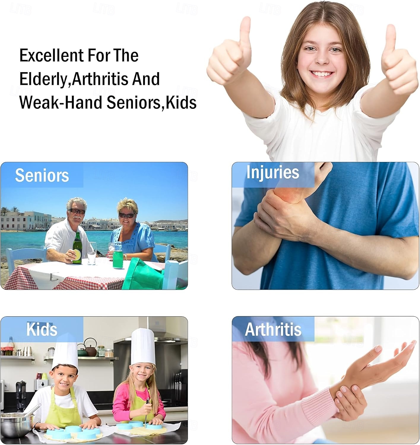 Deschizător de borcane pentru mâini slăbite, seniori cu artrită, deschizător de sticle multifuncțional 5 în 1, deschizător de capac pentru mâini artritice cu mâner antiderapant din cauciuc pentru 2026 - $13.99 –P9