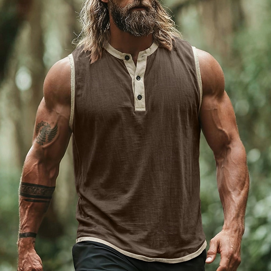 Hombre Camiseta sin mangas Top Camisetas Interiores Camisa sin mangas Sin Mangas cuello henley Henley Verano Primavera Plano Moda Design Básico Botones Casual Vacaciones Calle Negro Rosa Azul Marino 2026 - $18.49 –P4
