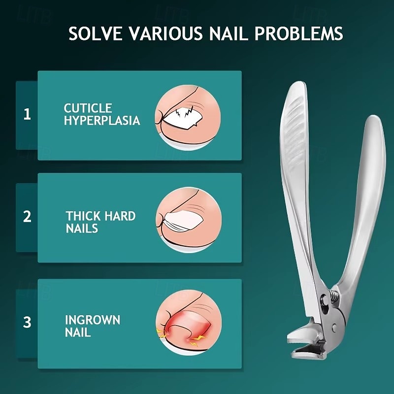 černé zahnuté kleštičky na nehty, ergonomické &snadné pro seniory, široký rozevření čelistí, šikmý nástroj na zastřihování hlav, ultra široký rozevření čelistí, odolný zastřihovač s protiskluzovou 2026 - $30.99 –P7