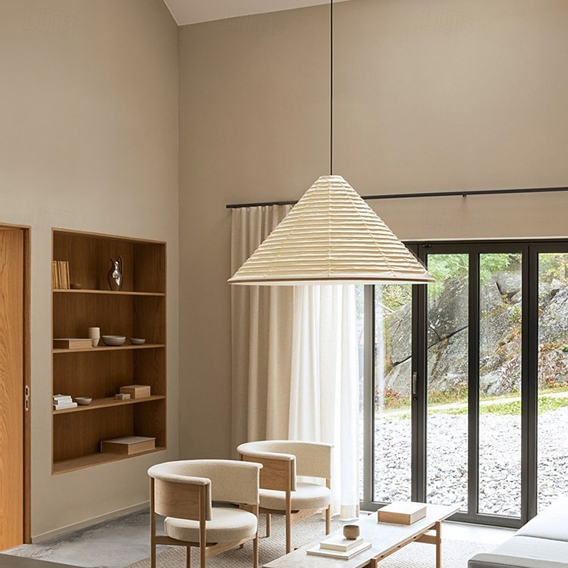 kuželové závěsné světlo, zúžená závěsná lampa z rýžového papíru 13,8", moderní stropní svítidlo s objímkou E26, bílý farmářský lustr do obývacího pokoje, jídelny, ložnice 2026 - $183.59 –P2