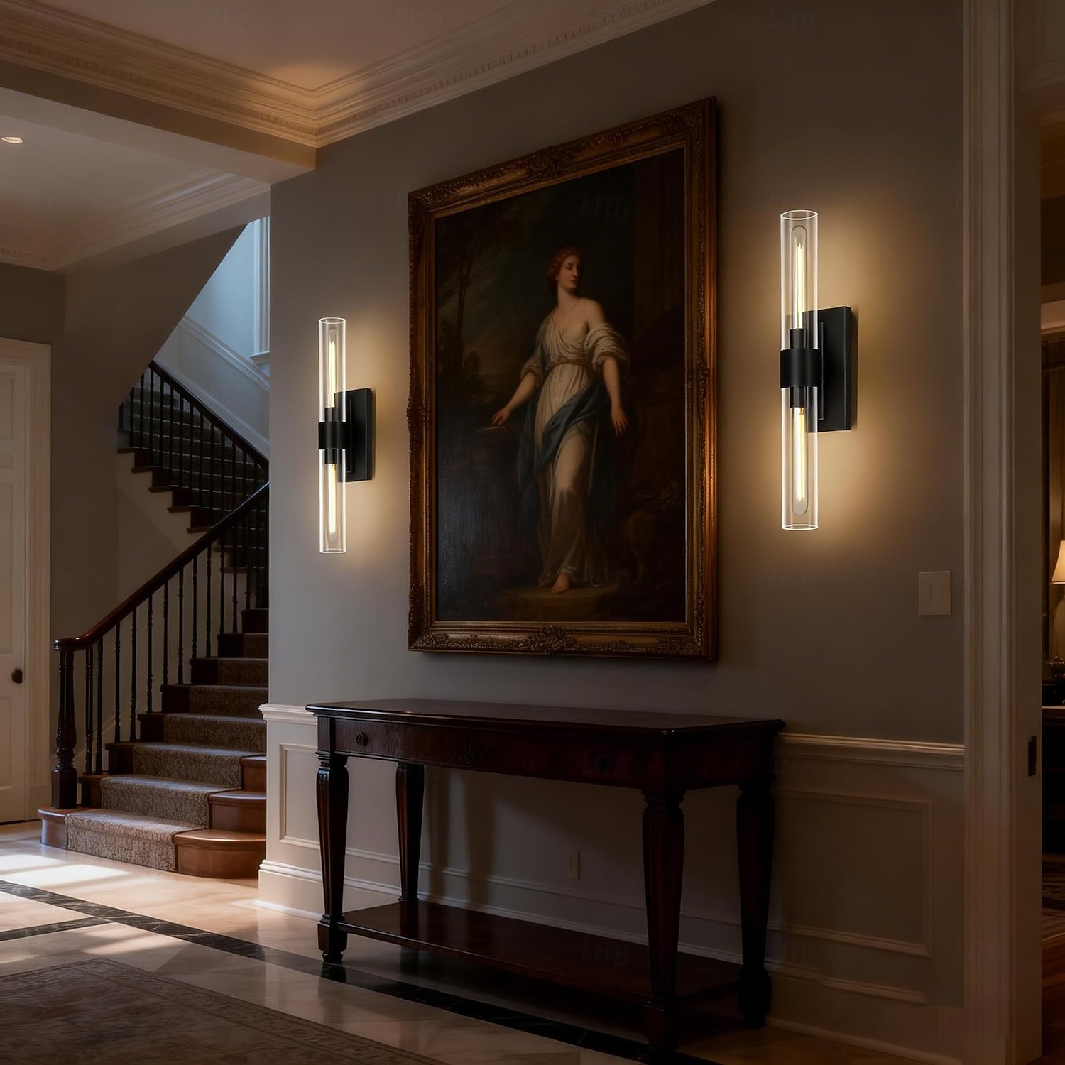 Badkamerverlichting, wandlampen met glazen buis, voet van geborsteld messing, badkamerwandlampen, nachtlampje voor de slaapkamer, wandlamp voor de kaptafel, woonkamer, hal 2026 - $234.87 –P13