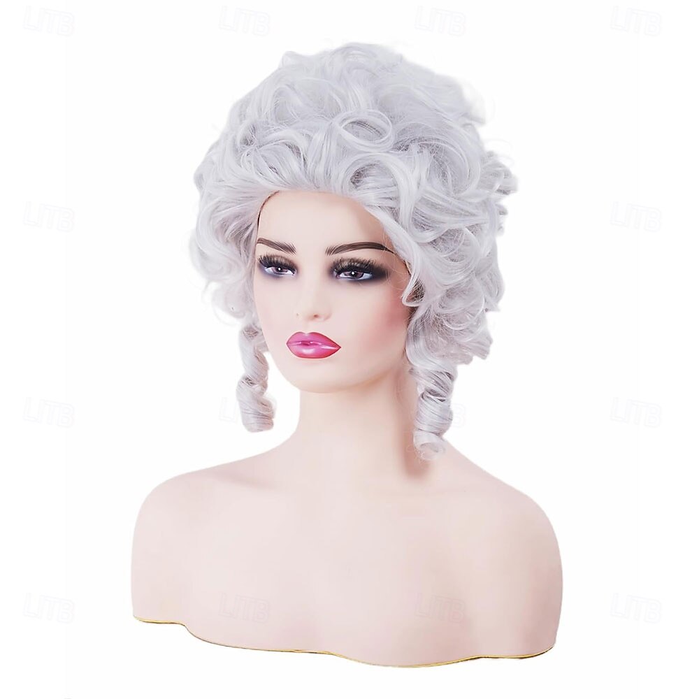 Винтажный короткий белый серебристый кудрявый парик-«улей» для женщин, подходящий для вечеринки на Хэллоуин или костюмированной вечеринки, косплея. 2026 - $19.99 –P5