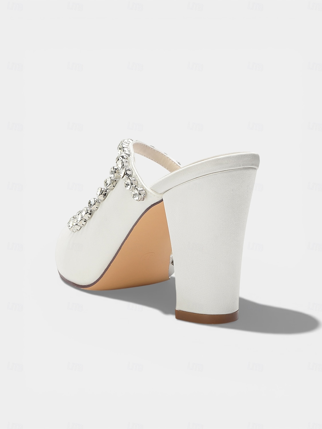 Women's Ivory Block Heel Pumps with Rhinestone Strap, Elegant Mother of the Bride Shoes for Outdoor Garden Weddings 2026 - $69.99 –P6