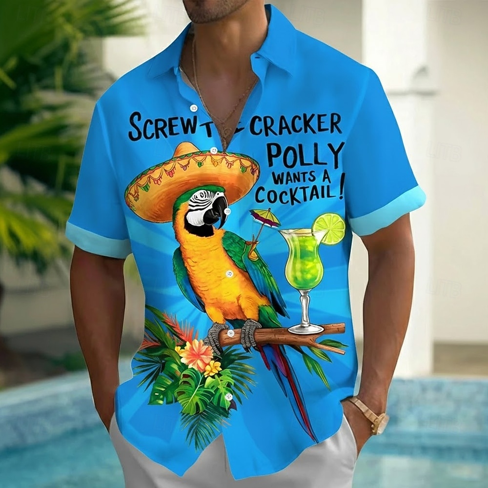 Bărbați Papagal Argou amuzant Plante tropicale Cămașă hawaiană Camașă cu nasturi Cămașă Aloha Manșon scurt Hawaiană Casual Vacanță Vară Primăvară Răsfrânt Imprimare 3D cămăși cu guler Un buzunar 2026 - $25.99 –P5
