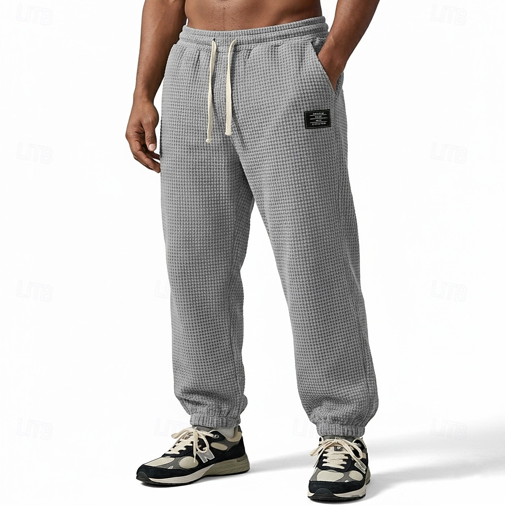 Herr Våffelstruktur Joggare Långbyxor Casual byxor Våffelbyxor Snörning Ensfärgat Komfort Fullängd Ledigt Dagligen Utomhus Semester Mode Svart Armégrön Elastisk 2026 - $24.99 –P8