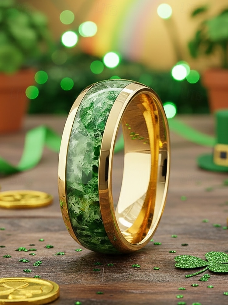 Мужское кольцо из нержавеющей стали с зеленой инкрустацией, в кельтском стиле, многоцветная отделка, прочное, удобное, идеально подходит для празднования Дня Святого Патрика и повседневного ношения. 2026 - $7.99 –P2