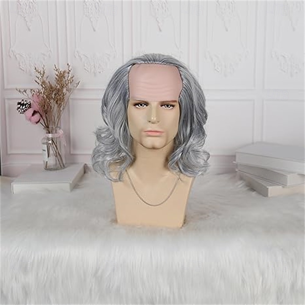 Perruque pour vieil homme chauve, grise, courte et ondulée, style colonial, pour cosplay et Halloween. de 2026 ? $19.99 –P5