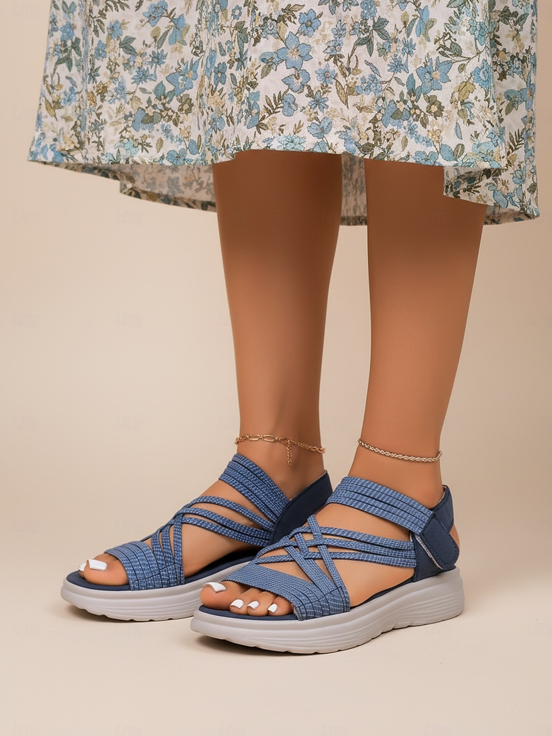 Comfortabele, blauwe sandalen met bandjes voor dames – lichtgewicht sportsandalen voor buitenwandelingen, reizen, vakantie en dagelijks gebruik. 2026 - $26.99 –P2