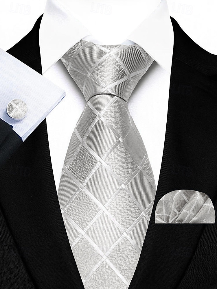 Набор мужских галстуков, нагрудных платков и запонок, полиэстер, разноцветные, для торжественных случаев, жениха, свадьбы, Дня святого Валентина, деловых мероприятий. 2026 - MXN $275.35 –P19