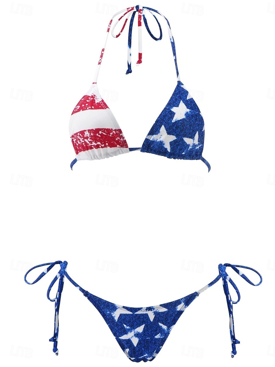 Μαγιό Γυναικείο Πατριωτικό Ημέρας Ανεξαρτησίας Μπικίνι 2 Τεμαχίων Γυμνό Μαγιό Slim Χωρίς Πλάτη Διακοπών Παραλία Φόρεμα Σημαία Χαμόγελο Αμάνικο Μαγιό 2026 - $19.99 –P8