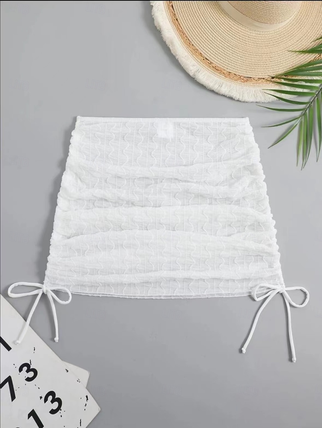 2026年 女性用 スイムウェア カバーアップ スカート 水着 ドローストリング 旅行度假风 ビーチウェア 純色 ノースリーブ 水着  コレクション – $19.99 –P3