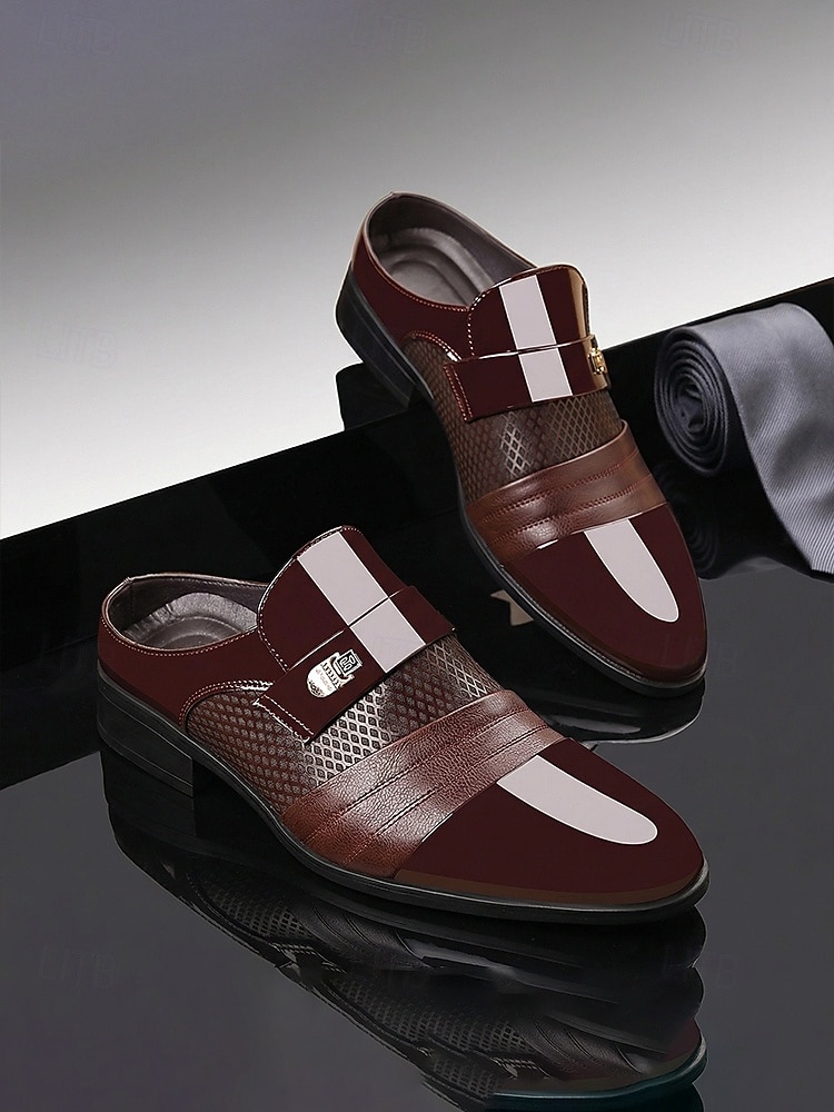 Brune herreloafers i kunstskinn til bryllup, slip-on-design med polert finish, klassisk elegant stil, ideell for brudgommer, bryllupsgjester og formelle arrangementer 2026 - $46.99 –P5