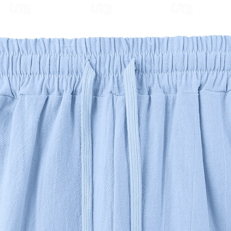 Herren Leinenhosen Hose Sommerhose Baggy-Hosen Strandhose Kordelzug Elastischer Bund Gerader Schnitt Einfach Komfort Atmungsaktiv Volle Länge Lässig Täglich Outdoor Mode Klassicher Stil Schwarz 2026 - $21.99 –P6