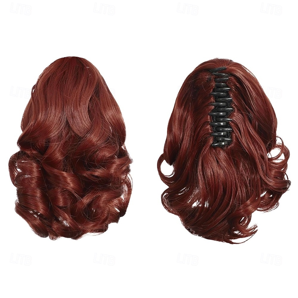 Extension per coda di cavallo rossa, extension per coda di cavallo con clip a artiglio da 9 pollici, pezzi di capelli per coda di cavallo ondulata sintetica morbida naturale per donne del 2026 a $14.99 –P2
