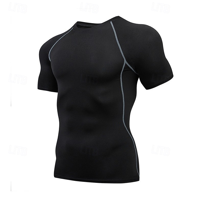 Férfi Egyszínű Majica za trčanje Testhetzálló póló Nyár Tavasz Ősz Rövid ujjú Gyors szárítás Tömörítés Nedvességelvezető Edzőterem edzés Aktív képzés Gyakorlat Fekete Fehér Bíbor sportruházat 2026 - $11.49 –P4